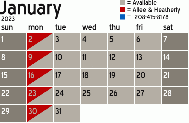 Missionary Dinner Calendar