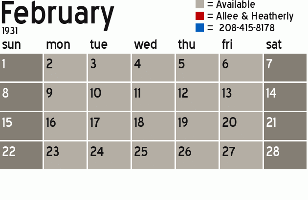 Missionary Dinner Calendar