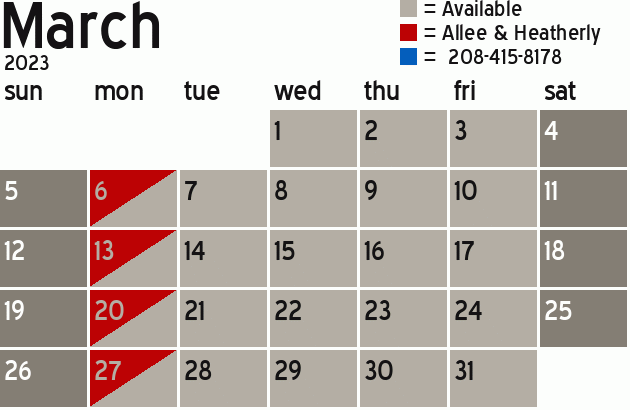 Missionary Dinner Calendar