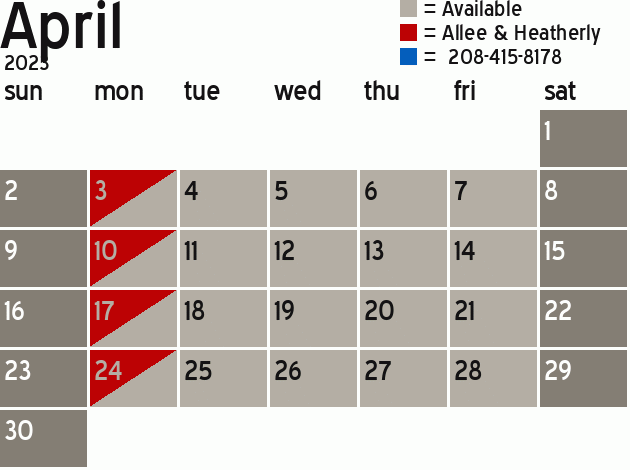 Missionary Dinner Calendar