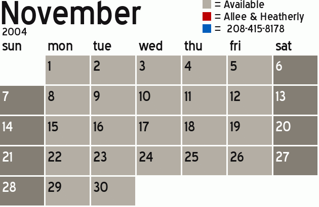 Missionary Dinner Calendar
